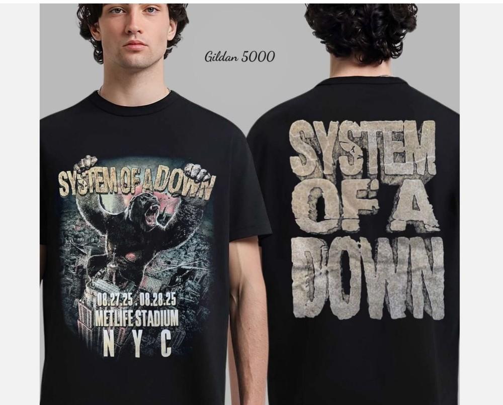 System Of A Down Нью-Йорк 2025 Место проведения Футболка В Metlife Stadium Унисекс Футболка Унисекс Футболка S