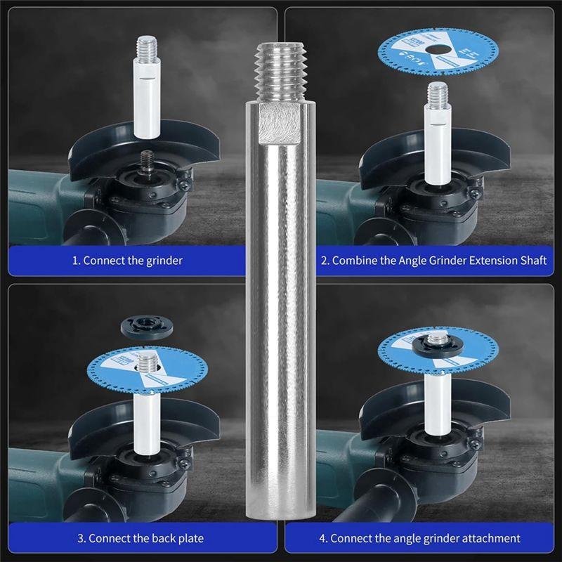 ABIY Angle Grinder Extension Shaft Connecting Rod, Angle Grinder Attachments With 5/8Inch-11 Threads, 3, 4 & 5.5 Inch