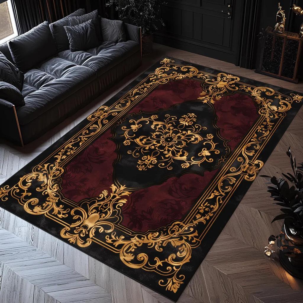 Μπλε Βαρόκ Εξωτερικό Χαλί, Κομψό Μεσογειακό Χαλί Βεράντας, Πλενόμενο Διακοσμητικό Πατάκι Κήπου, Αδιάβροχο Διακοσμητικό Πατάκι Μπαλκονιού