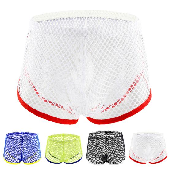 Fashion Sexy Mesh See-through Low Waist Men's Breathable Boxer Briefs Underwear