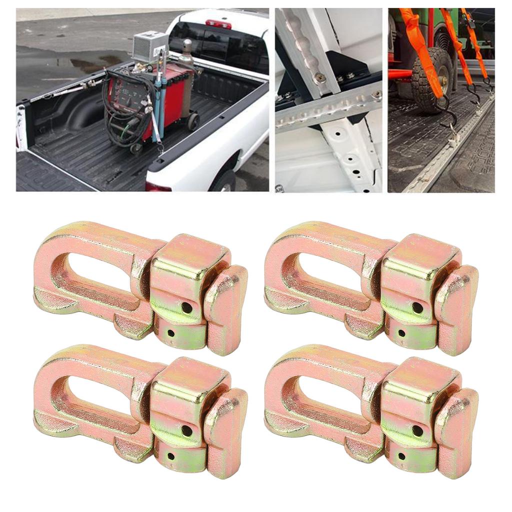 4Pcs L Track Double Stud Tie Down Fitting Carbon Steel L Track Rail Double Stud Fitting for Truck Bed Trailer   Control Pickup RV ATV