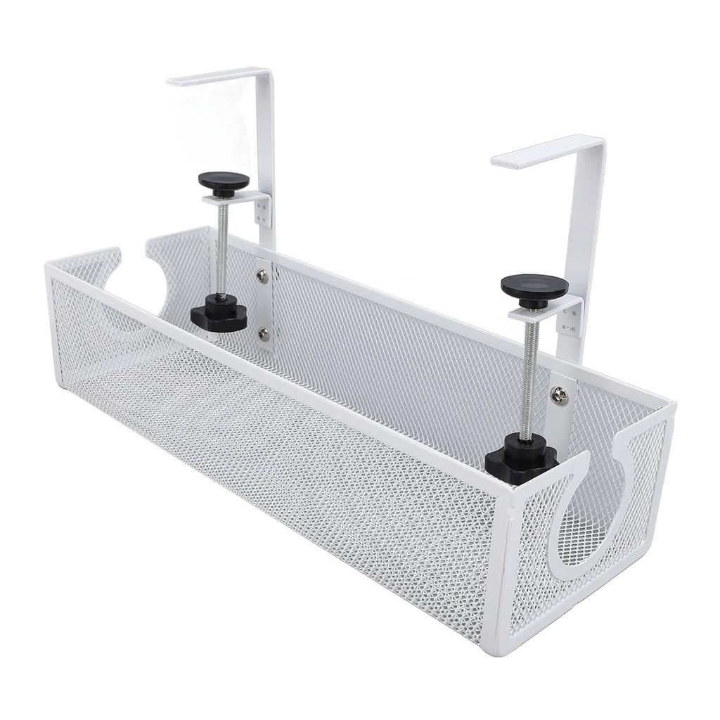 Under Desk Cable Management Tray Carbon Steel Side Round Hole Trapezoidal Desk Cord Organizer for Study Office