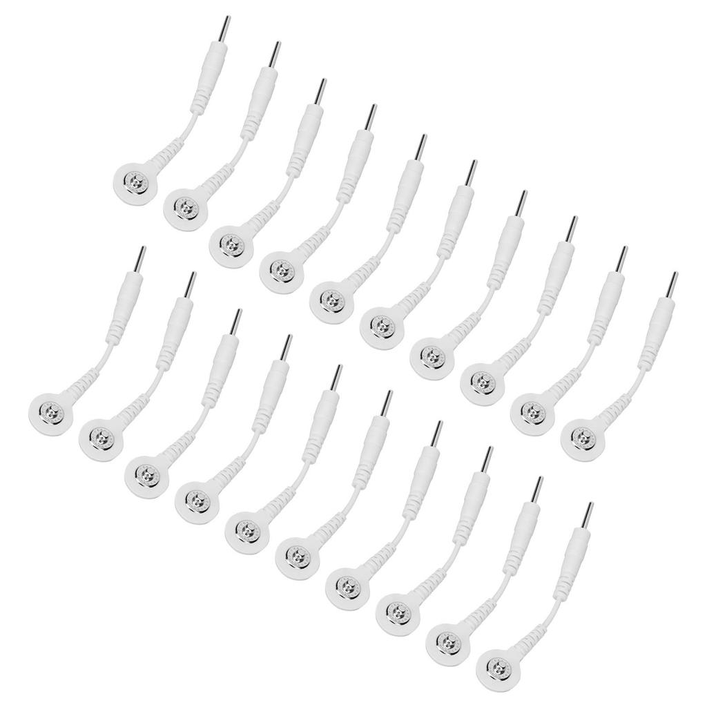 20Pcs Electrode Wires 2.0in Portable Replacement Button Electrode Lead Wires for Therapeutic Instruments White