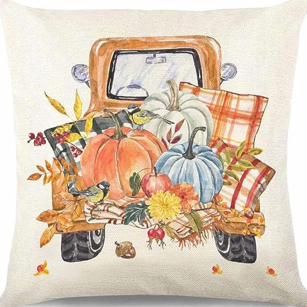 

Autumn Harvest Sofa Pillow Pumpkin Decorative Cushion Small Animal Squirrel Print Cushion Cover Pillow Cover 45 * 45Cm [without core]