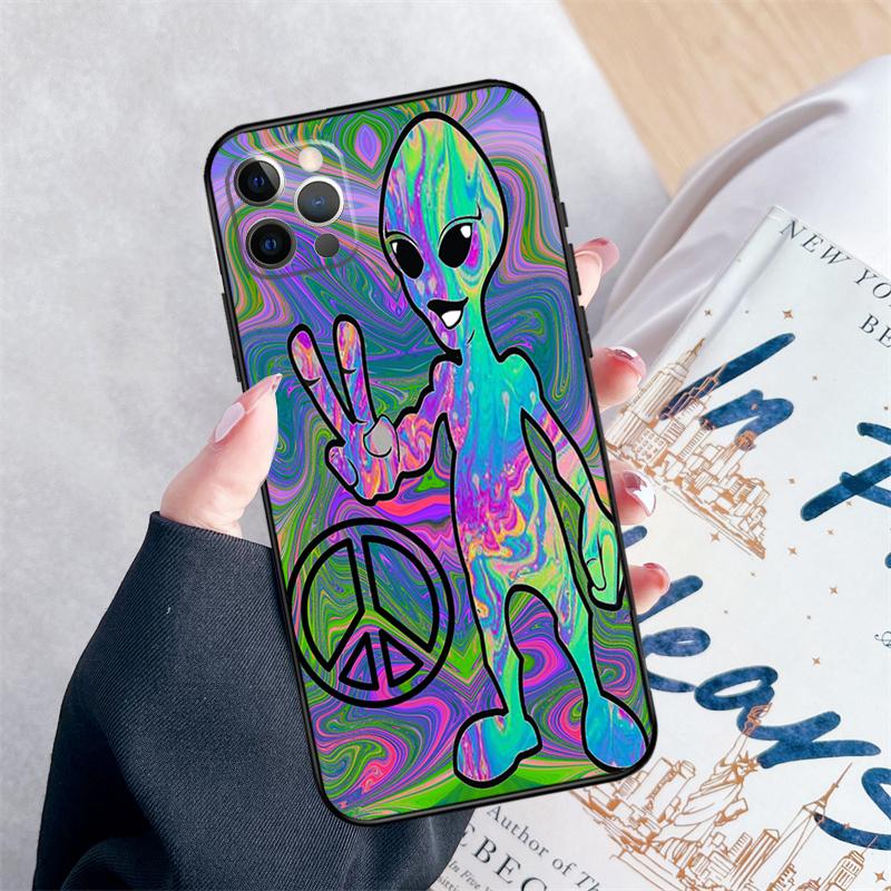 Psychedelic Art Peace Phone Case For iPhone 14 15 16 Pro Max 12 13 Mini 11 Pro Max XR 15 16 Plus 16e Cover Coque