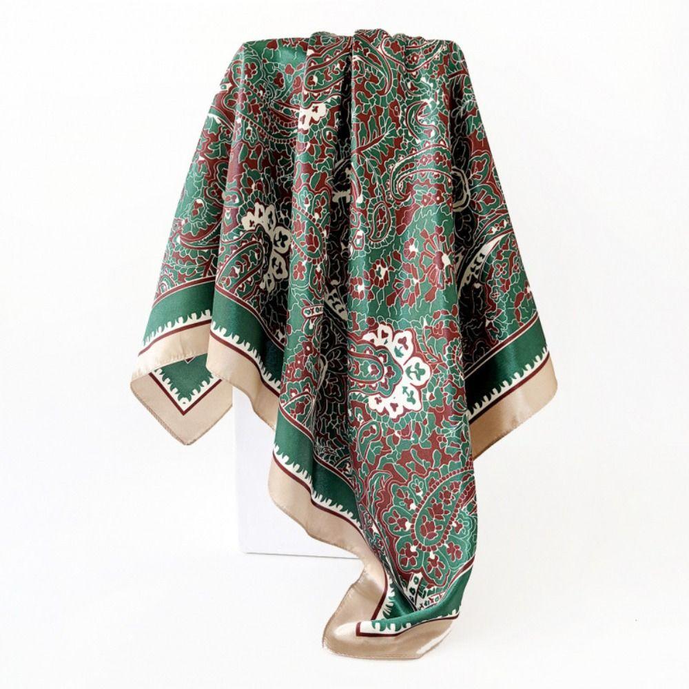 Cashew Flower Pattern Women's Headscarf Silky Smooth Middle East Shawl Arabic Square Scarf  Outdoor