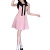 French daughter style bow waist dress women's summer large size fat sister sweet foreign look thin vest skirt