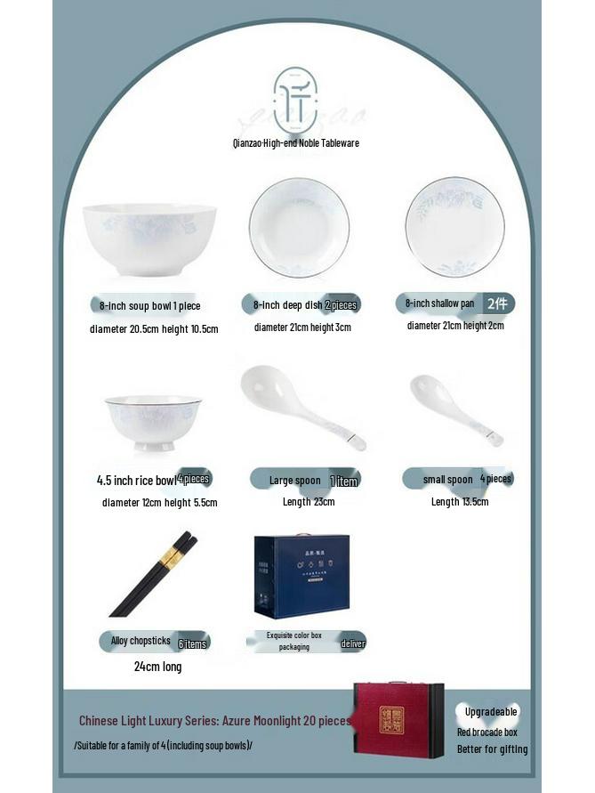 Morad Lanka Azure Moonlight 20-Piece Dinnerware Set