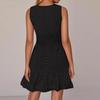 Women's Summer Fashion Lace Hollow V-Neck Color Casual Sleeveless Dresses