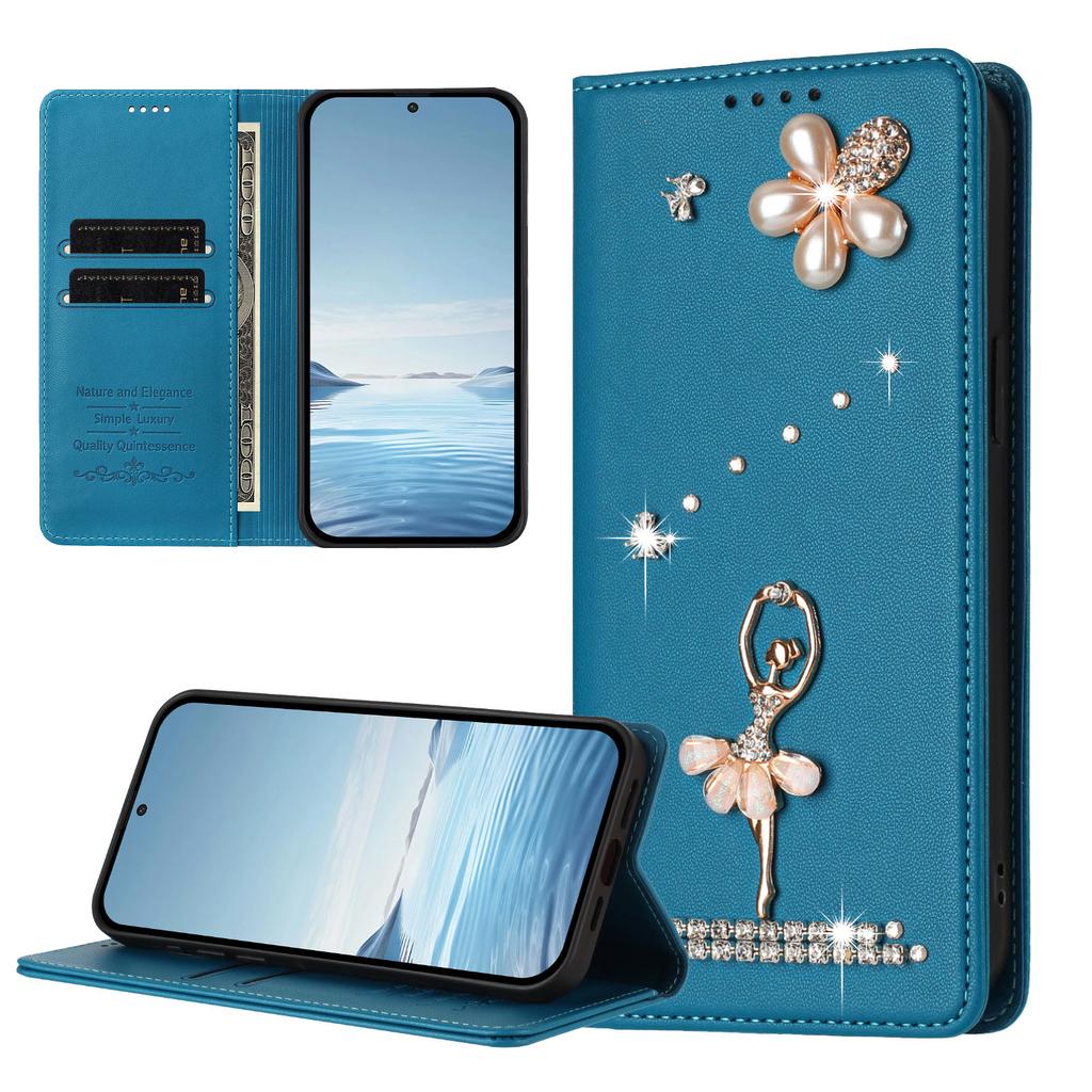 Pour Samsung Galaxy A57 5G Étui Motif Feuilles Florales Multiples Emplacements pour Cartes Fermeture Éclair Housse de Téléphone en Cuir avec