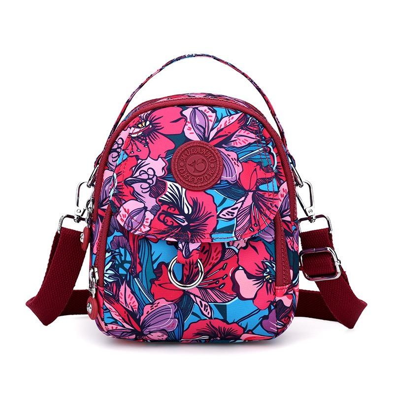 Winter new printed nylon cloth women's bag lightweight shoulder bag casual portable messenger change mobile phone bag