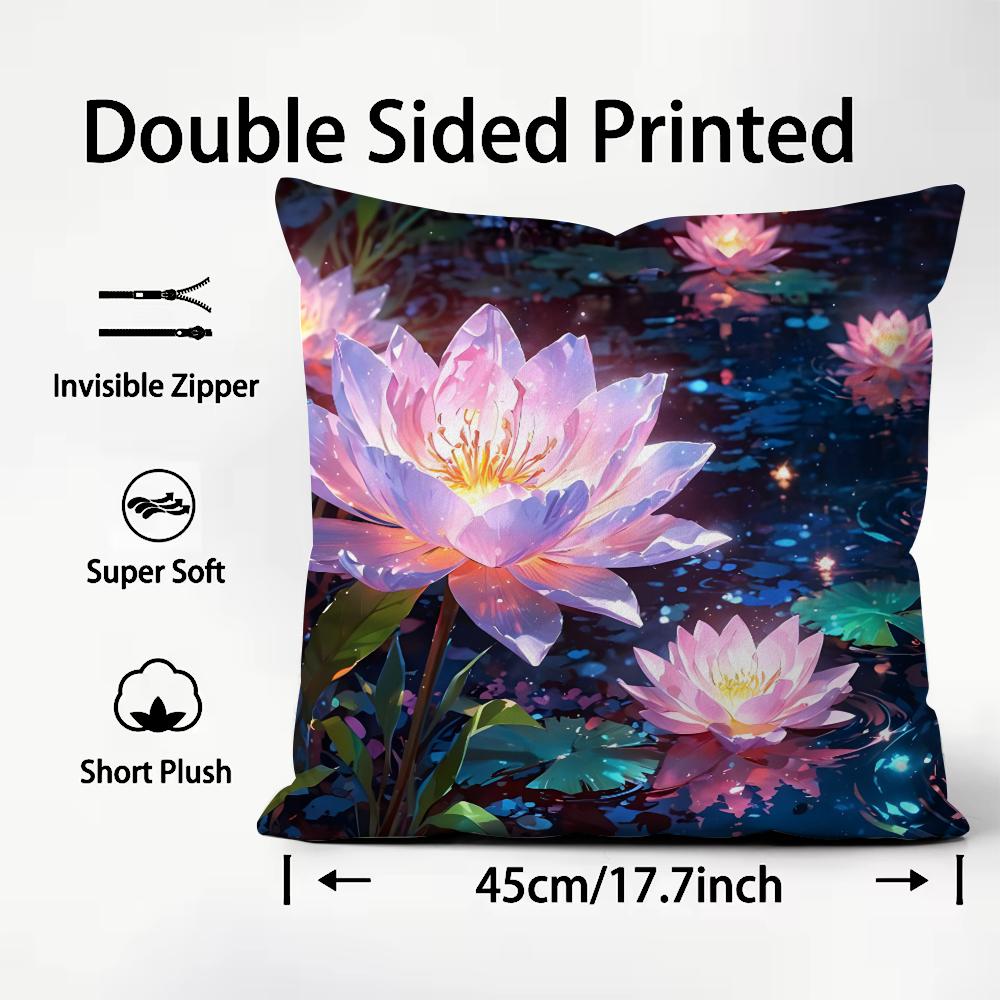 

Lotus Fashion Cushion Cover Plush Fabric Soft DoubleSided Printed Sofa Warm Winter Home Child Gift Pillow Case 30x30cm