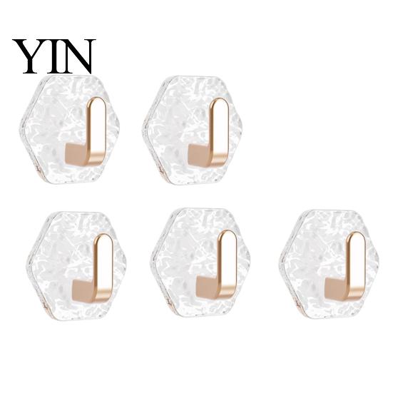 Sleek Design Wall Hooks Acrylic Adhesive Hooks, Hexagonal Wave Shape, No Drilling Easy Installation Hook, Modern Style Clear for Bathroom Kitchen