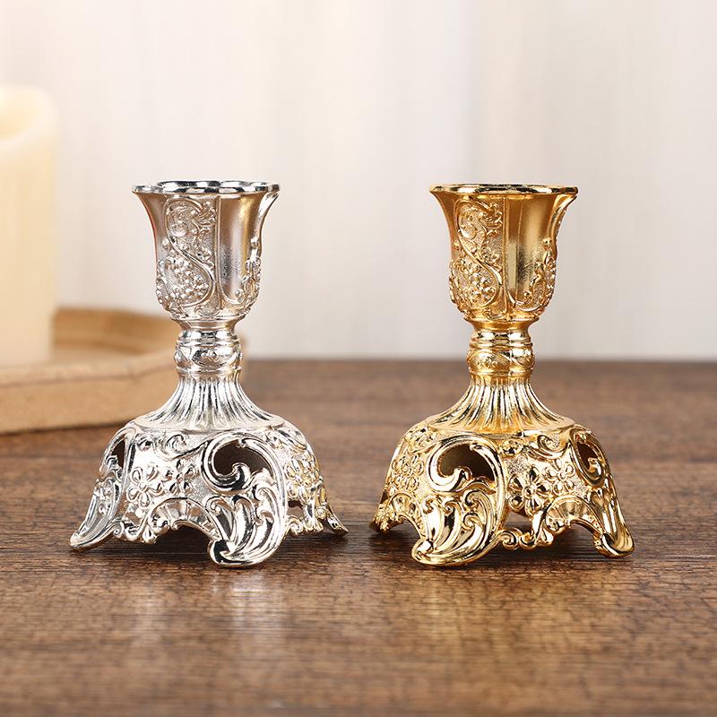 Retro Candlestick European Classical Relief Sculpture Luxury Candle Holder Home Decor Wedding Dinning Table Banquet Ornaments
