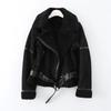 Winterjacke für Damen, dick, warm, Wildleder, Lammfell, kurze Motorradjacke, Jacke für Damen, doppelseitig, Kunstlammfell, Schaffell, Lederjacken, Oberbekleidung