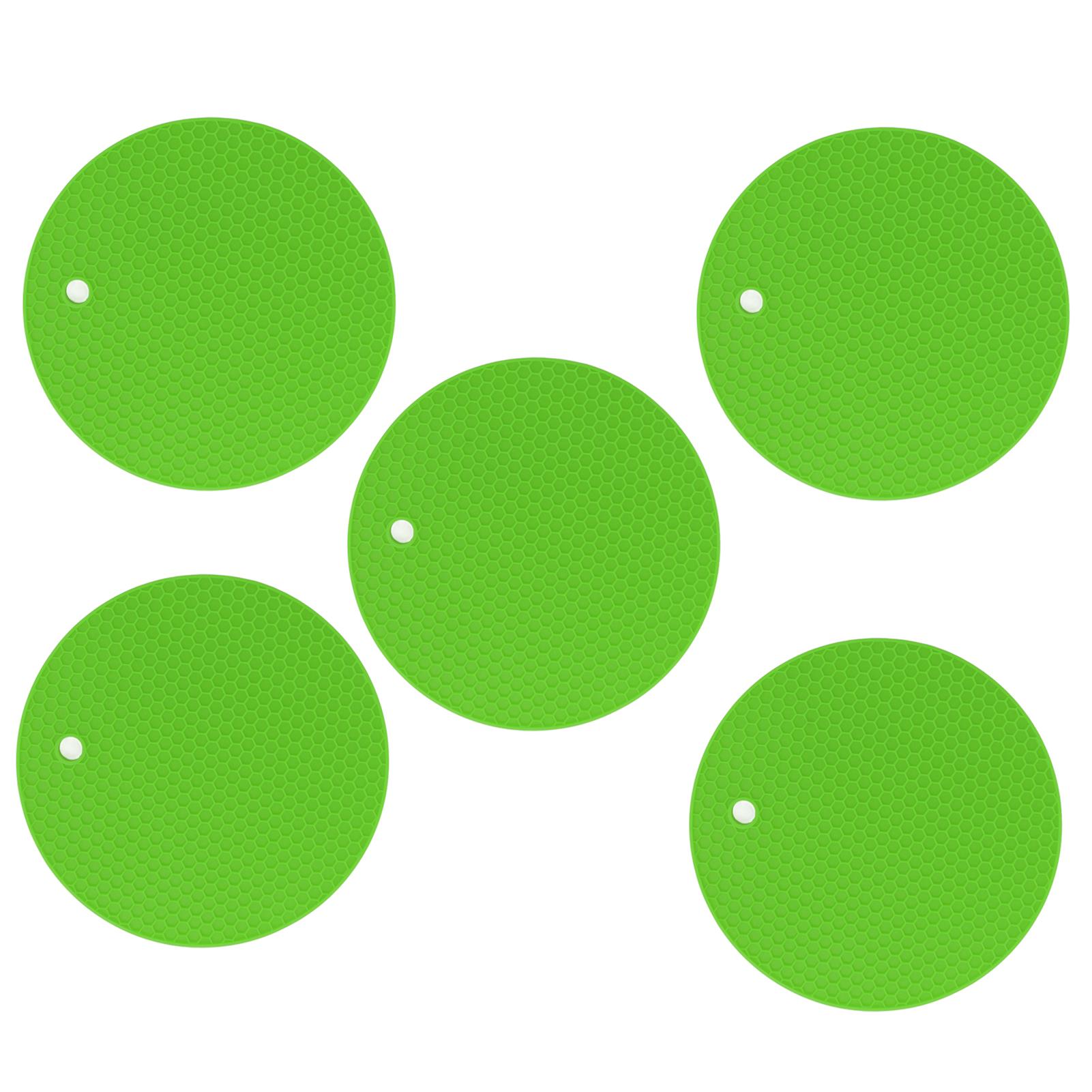 

5PCS Silicone Trivet Mats Round Multipurpose Heat Resistant Non Slip Pads Pot Holders for Hot Pot Hot Dishes Green зелений