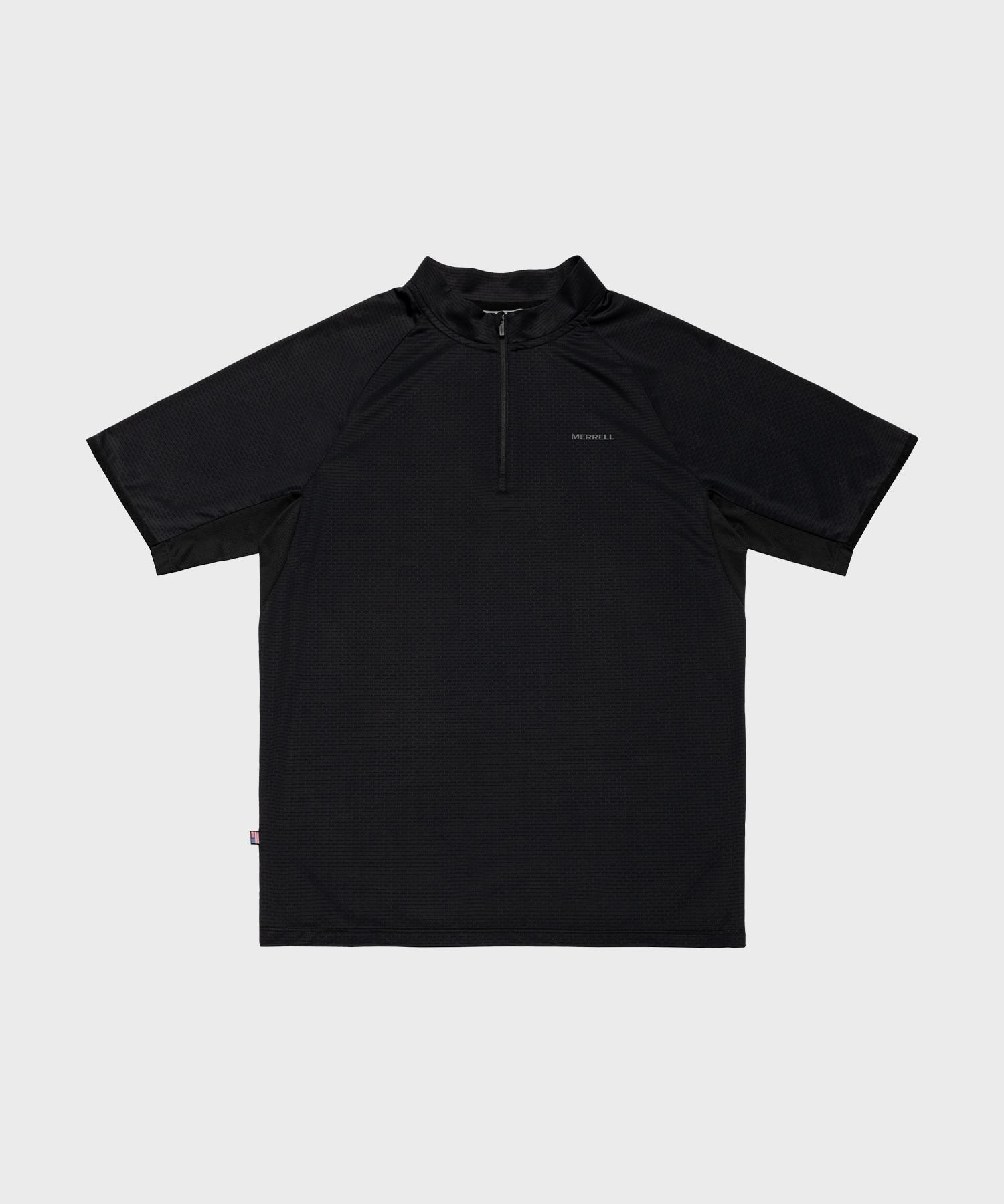 Merrell [Men] Hike Mesh Patch Half-Zip Short Sleeve T-Shirt Black Black/95