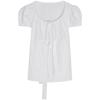 French sweet small shirt women's spring and summer slim-fitting and thin versatile white short shirt U-neck short-sleeved top