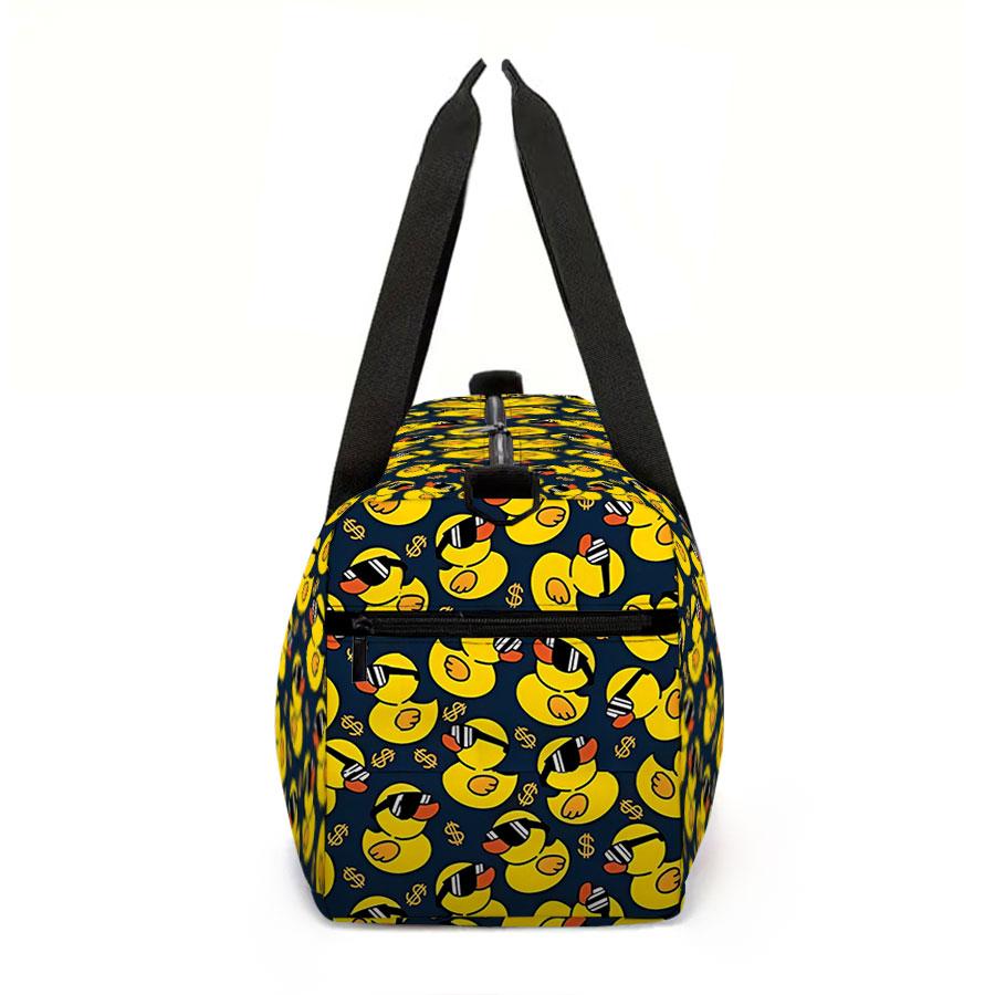 Duck Pattern Large Capacity Luggage Bag for Boy/Girl Best Gift 2D Flat Cartoon Travel Duffels Outdoor Fitness Bag for Children