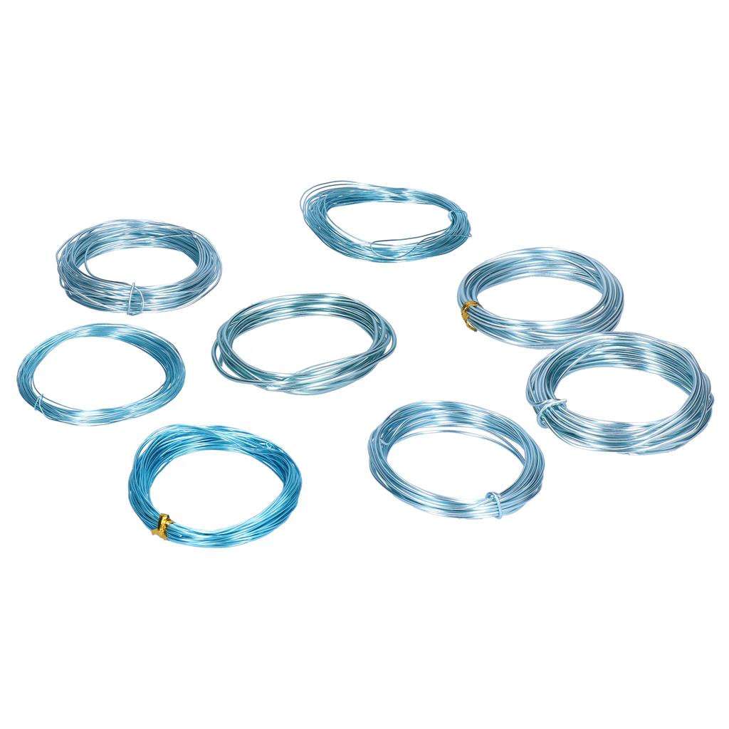 8 Rolls 0.6 3mm Aluminum Craft Wire Jewelry Beading Wire Craft Making Supplies Light Blue