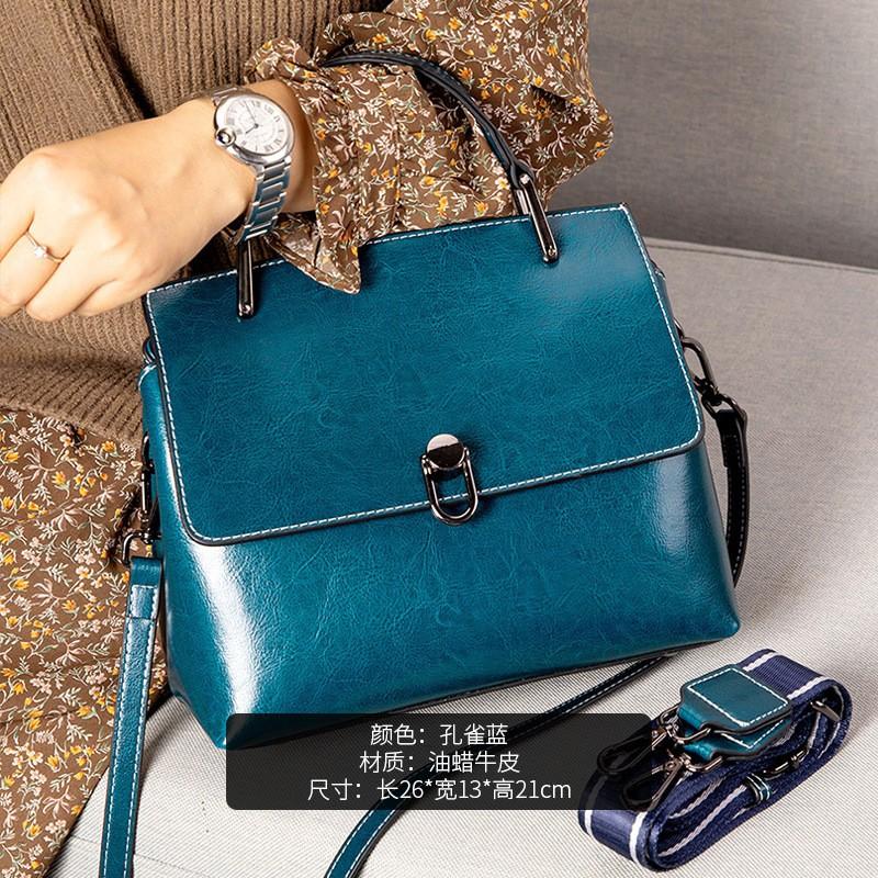 

New Cowhide Bags, High-end Fashion Handbags, Women s Genuine Leather Bags, Live Streaming Rooms, Internet Famous Crossbody Shoulder Bags peacock синього кольору