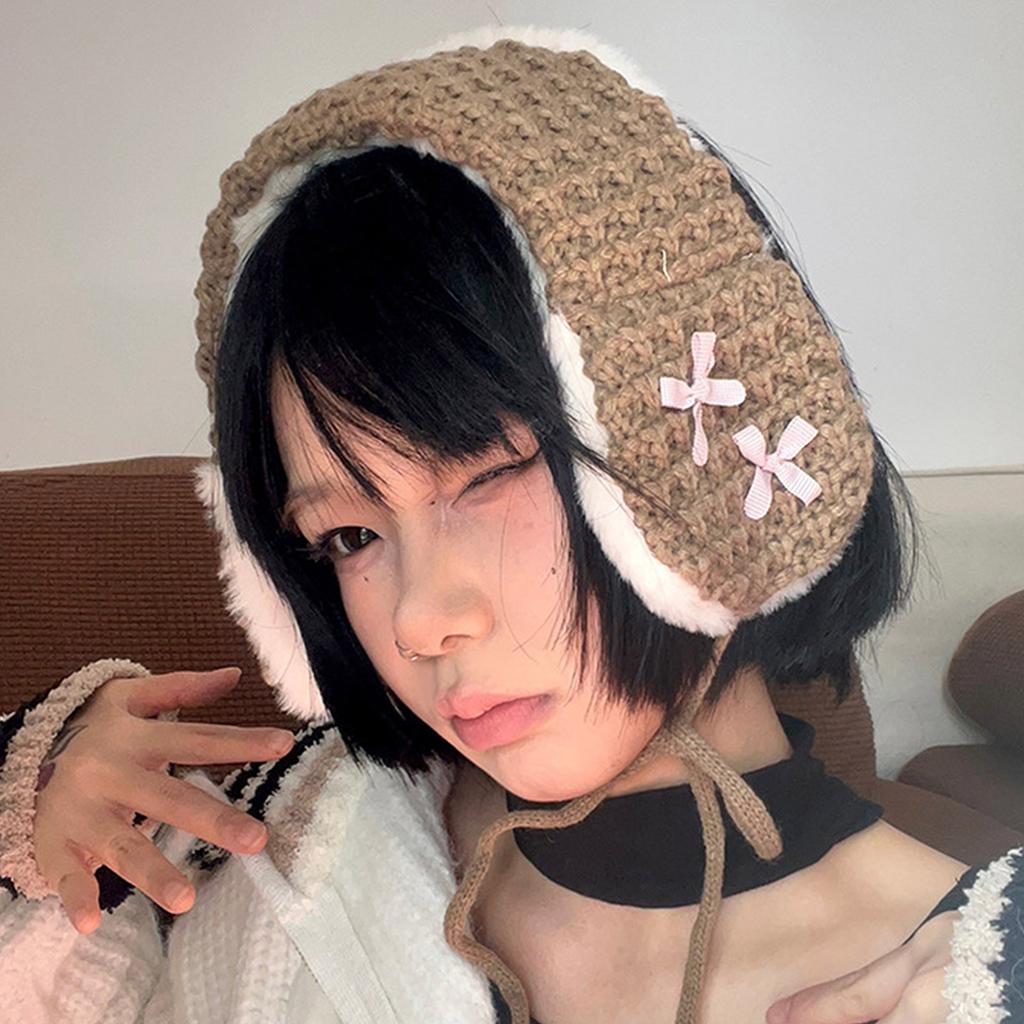 Lovely Knitted Tie EarMuffs for Women and Kids Ear Warmer Headband for Winter Christmas New Year Gifts