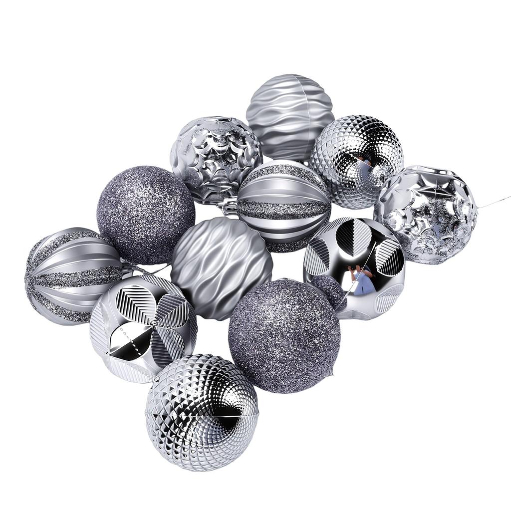 12 Pcs Xmas Ball Ornaments Set 6cm Plastic Hanging Ball Ornaments for Tree Wreath Door Window