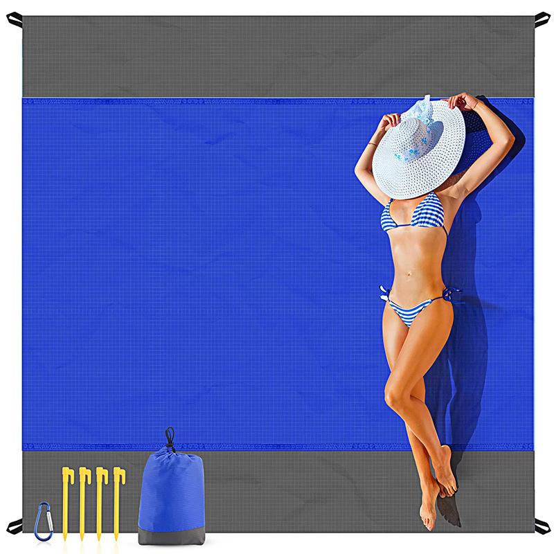 Sandproof Portable Beach Blanket, Waterproof Foldable Large Lightweight Mat for Picnic & Camping