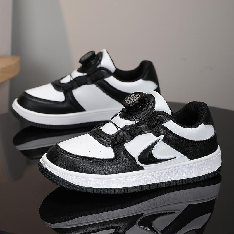 Girls White Autumn and Winter Student Sneakers Children's Little White Shoes Leather Surface Boys' New Board Shoes Medium and Older Casual