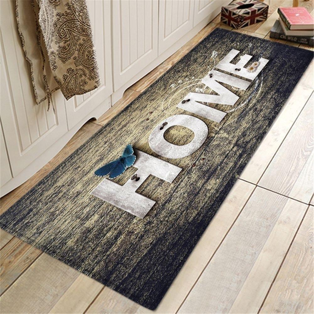 Vintage Wooden Home Carpet Mat Rug - Colorful Patchwork & Ocean Shell Design for Living Room Bedroom Home Decoration Floor Mat