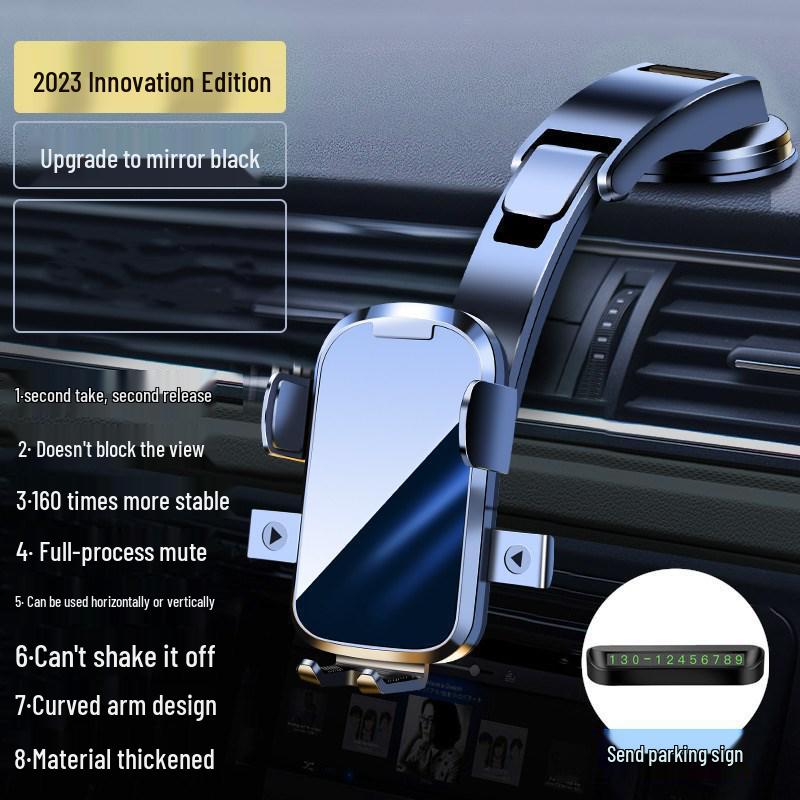 2024 Black Tech Car Phone Holder: Suction Cup & Air Vent Mount for Navigation