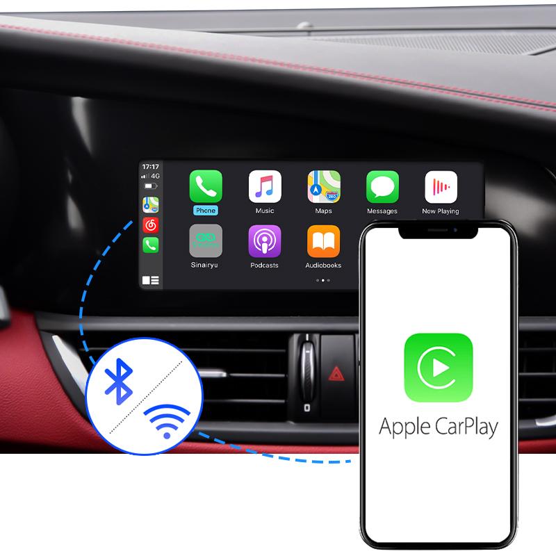 Sinairyu Auto Wireless CarPlay Android Auto Compatible for Alfa Romeo Stelvio & Giulia 2016-2019 Models Mirror Link