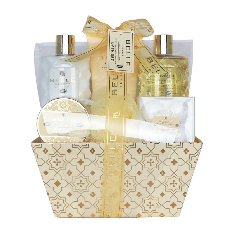 Coffret de bain panier au parfum délicat vanille tilleul - 9pcs