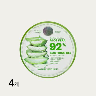 Calmante e Hidratante Gel Calmante de Aloe Vera al 92%, 300ml, 4 unidades