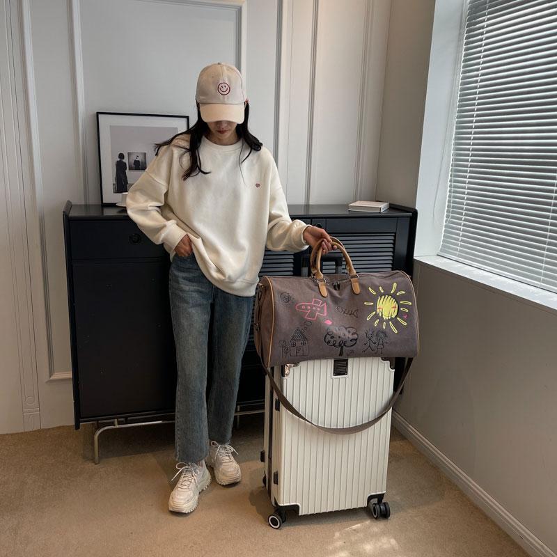Canvas Luggage Bag for Women Large Capacity Fashion Student Dormitory Storage Bag Female Travel Boarding Handbag Carry On Bag