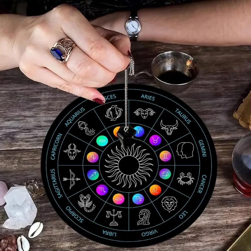 Metaphysical Message Board Mat Witchcraft Fortune Telling Altar Board Divinations Pendulum Board Round Dowsing Board