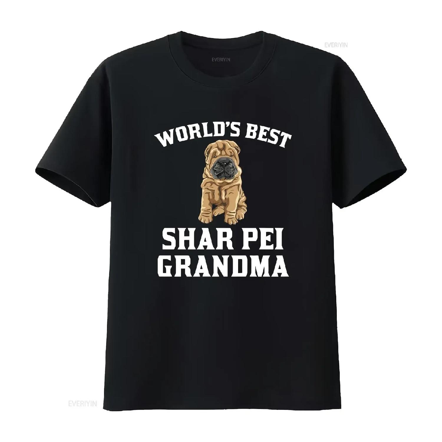 Shar Pei T Shirt World s Best Grandma Dog by Really Awesome vintage Washed Casual Unisex homme graphic Slightly fashion XXXXL