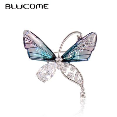 Neueste Glänzende Strass Schmetterling Insekt Broschen für Frauen Mädchen Anzug Tasche Schal Corsage Pins Schmuck Zubehör Geschenke