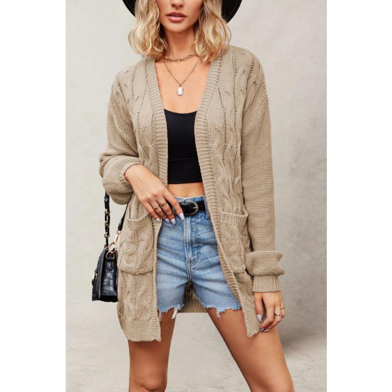 Winter Wind New Temu Hot-selling V-neck Twist Long-sleeved Loose Casual Sweater Jacket