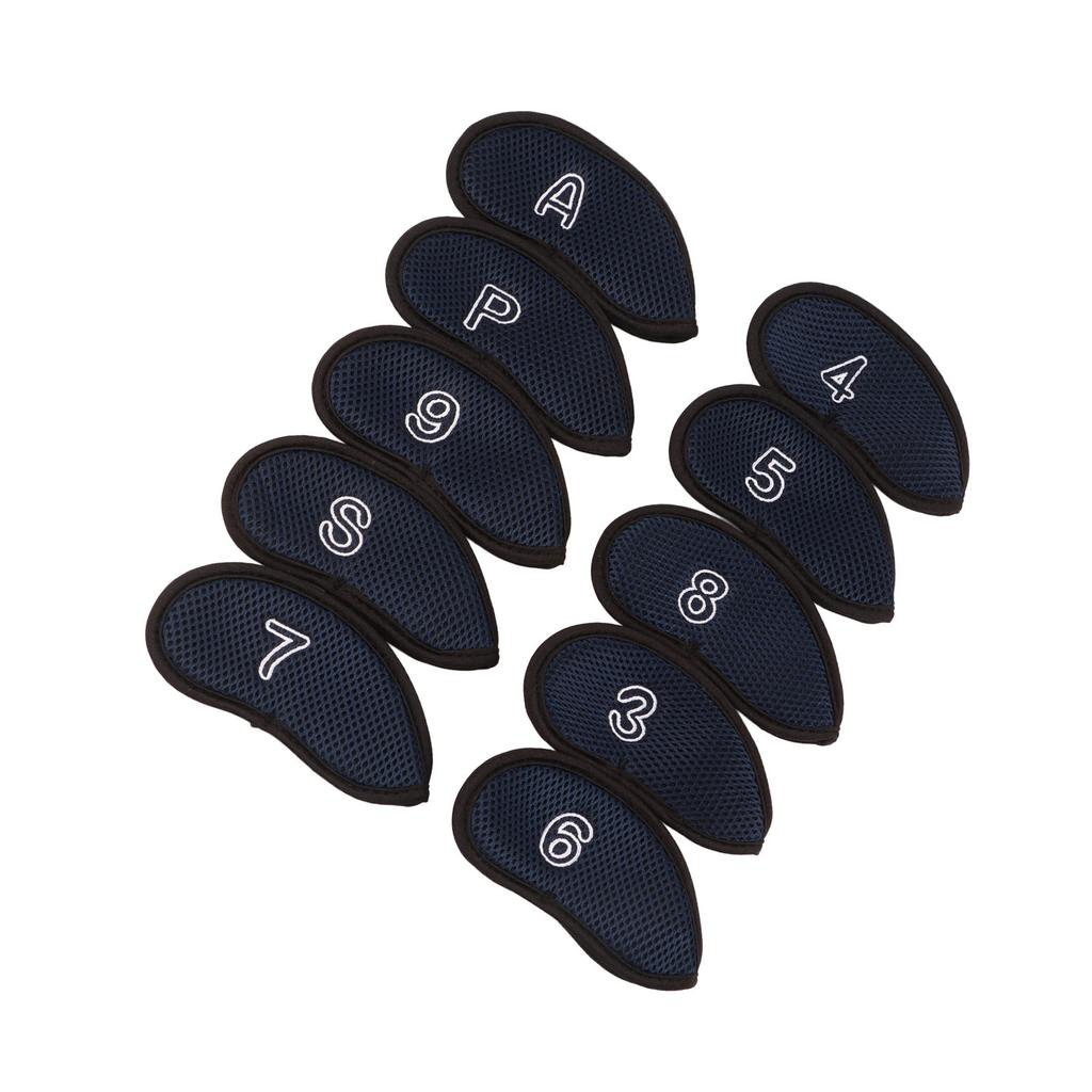 10pcs Golf Iron Covers Set with Numbers Waterproof Golf Head Cover Protective Headcover for Court Exercise Dark Blue