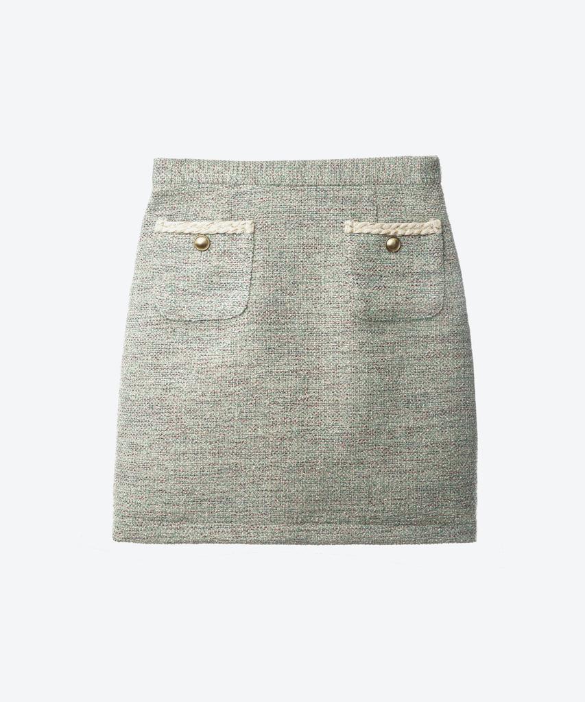 UNTAGE Gold Button Boucle Tweed Mini Skirt_Uws-Fs21
