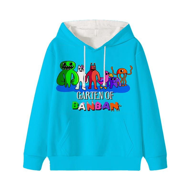 

Garten Of BanBan Мультфильм Принт Длинные рукава Весна Осень Повседневная толстовка с капюшоном 2-13 лет Мальчики Девочки Повседневные наряды Топы Детская одежда 110 чёрный