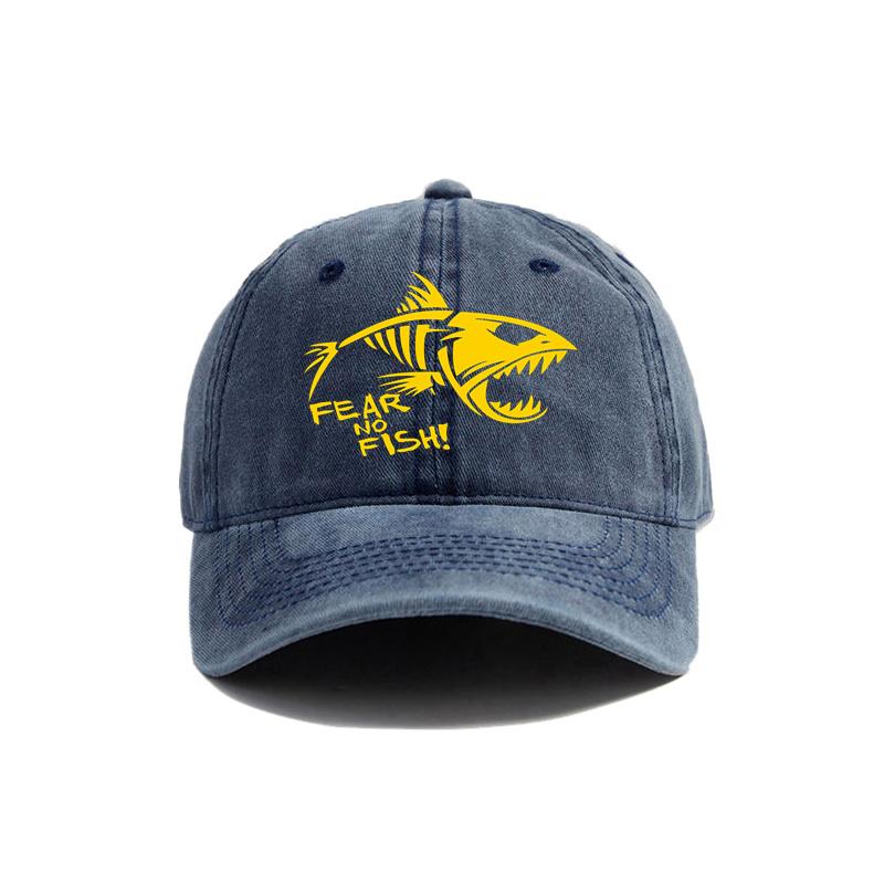 Baseball Cap Distresseded Hats Cap Fisherman Fishing Lover Men Vintage Outdoor Use Summer Adjustable Hat Dad Gift Mz-535 Fear No Fish
