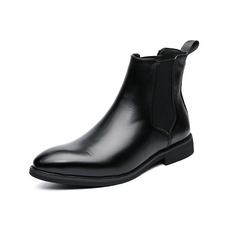 

Autumn and winter velvet leather boots large size fashionable Chelsea boots, trendy foot boots mens 38 чёрный