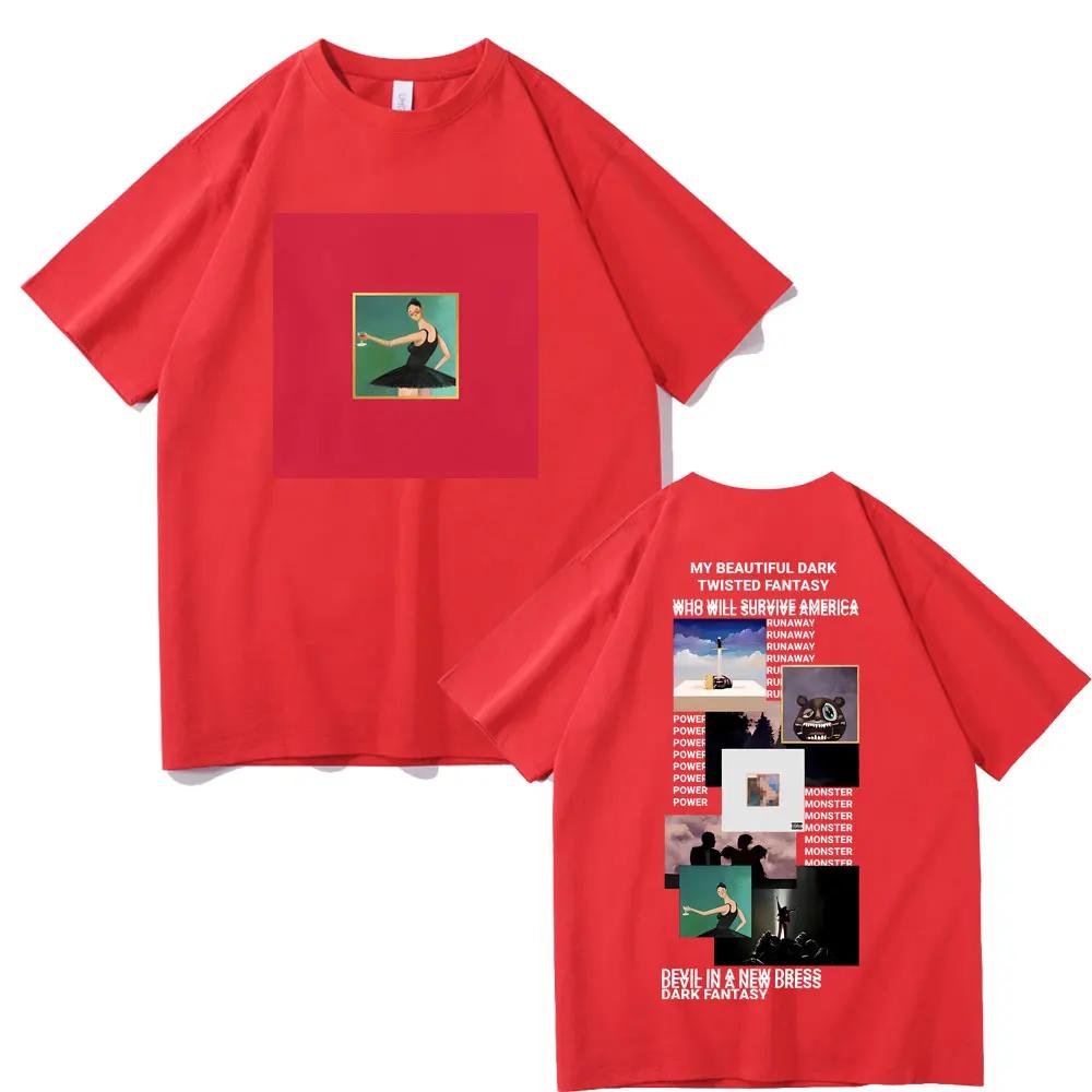 Rapper Kanye West My Beautiful Dark Twisted Fantasy Cover T-shirt Donda The College Dropout T-shirts Men Vintage T Shirt
