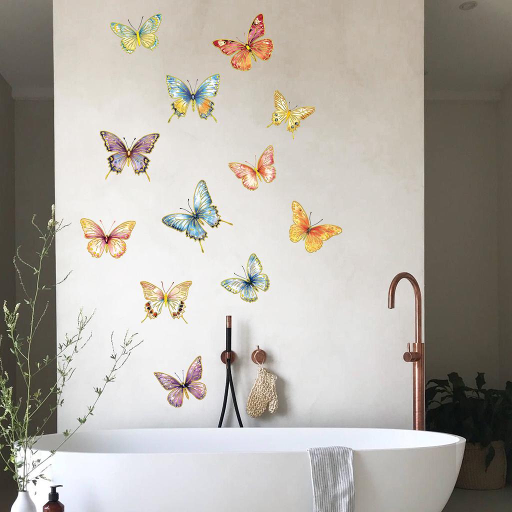 Tj11000 Creative Cute Multi-Colored Butterfly Wall Sticker Beautify Decoration Living Room Bedroom Background Self-Adhesive Wall Sticker