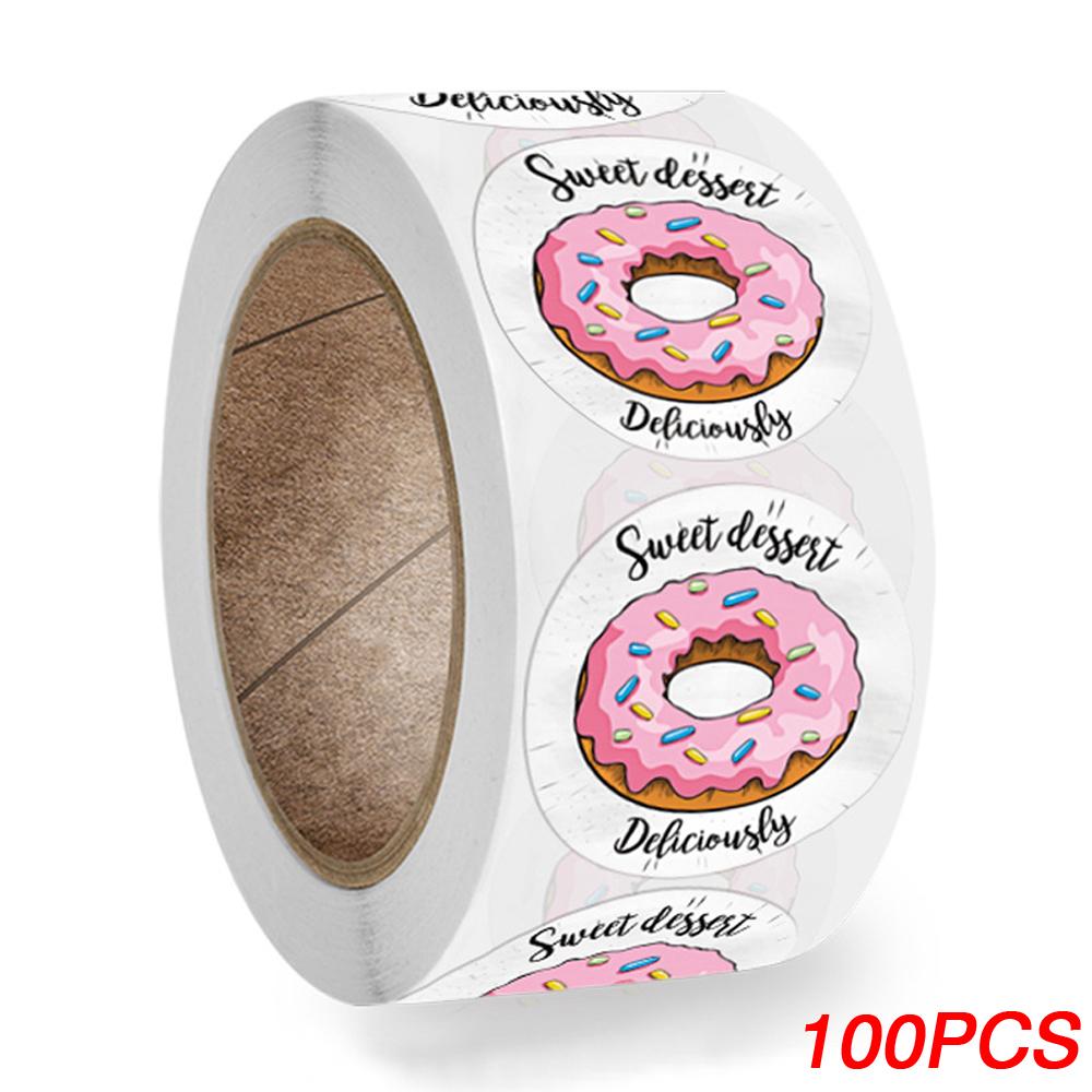 

100-500PCS Round Donut Stickers Homemade Bakery Baking Colorful Decoration Labels Kids Party Scrapbooking Stationery Stickers