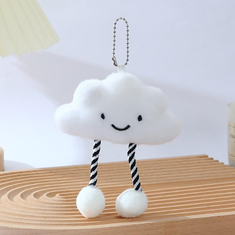 Cute Plush White Cloud Pendant Keychain Girl Bag Accessories Kawaii Pendant Doll Couple Key Ring Mobile Phone Backpack Pendant