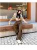 European Velvet Loose Casual Wide-Leg Pants - Women's Trendy Korean Style, Lightweight Drapey Trousers for Spring/Summer.