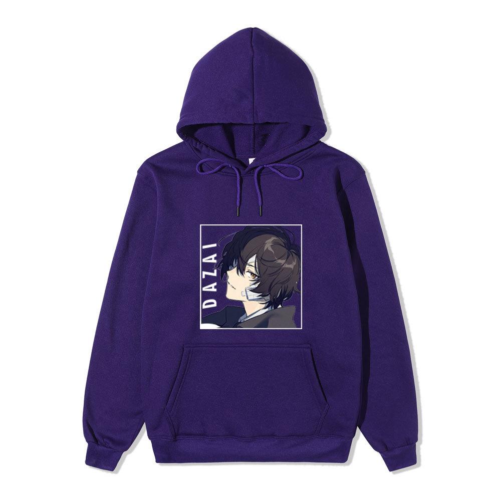 Men Women Fleece Hoodie Dazai Anime Portrait Tokyo Ghoul Kanji Autumn Winter Street Long Sleeve Sweatshirt